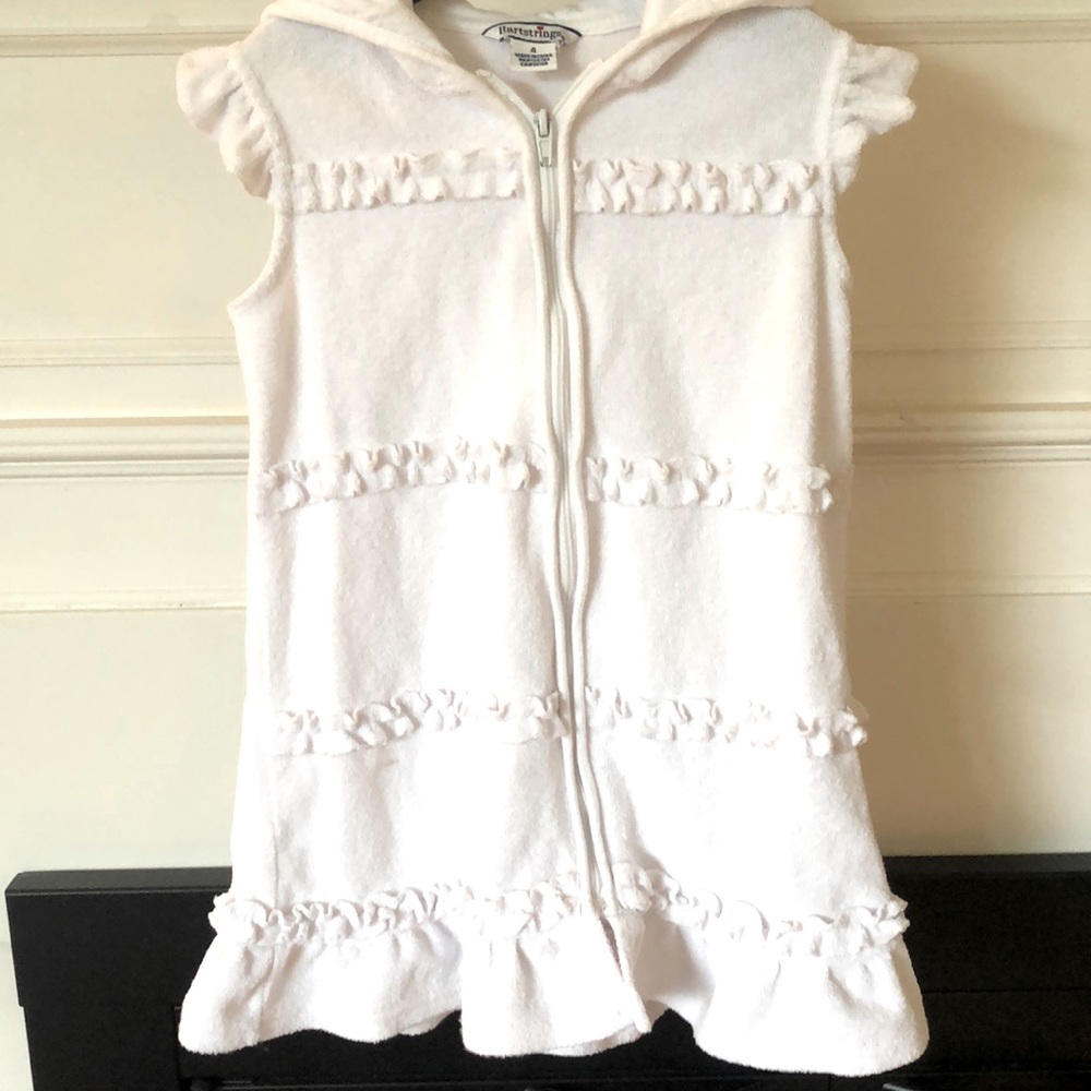 Hartstrings White Terry Hooded Swim Coverup